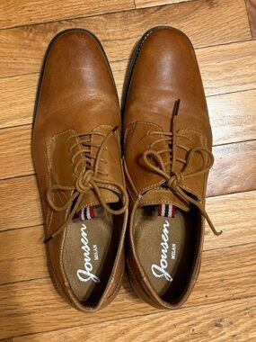 Jousen Milan Men's Tan Leather Lace-Up Dress Shoes